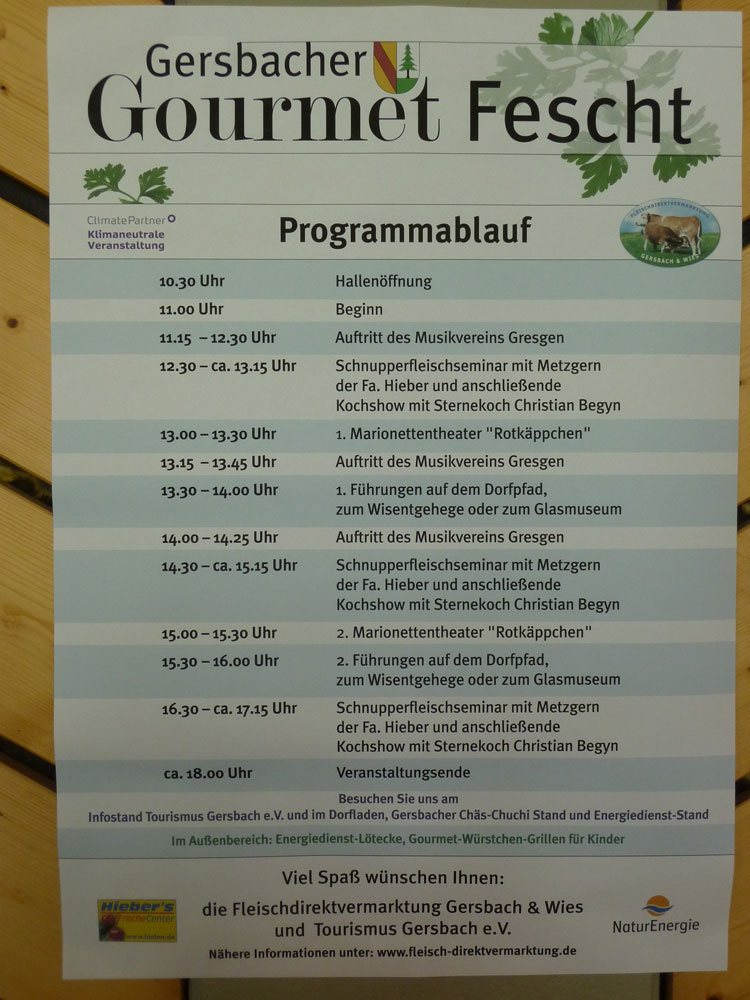 Programm Gourmet Fest Gersbach